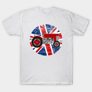 Vintage Tractor UK Flag Farmer British Farming Great Britain T-Shirt